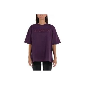 Lanvin Geborduurd Oversized T-Shirt , Purple , Dames , Maat: S
