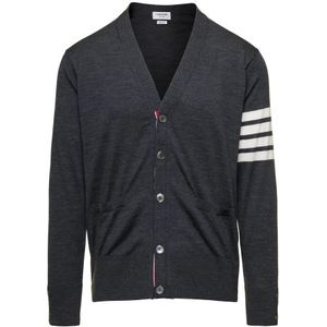 Thom Browne, Heren, Truien, Grijs, Maat: 2XL Wol,