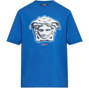 Versace, Heren, Tops, Blauw, Maat: 3XL Katoen,