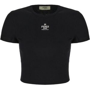 Fendi, Dames, Tops, Zwart, Maat: M Katoen,