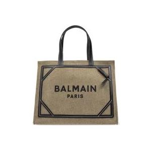 Balmain Shopper tas met logo , Green , Dames , Maat: ONE Size