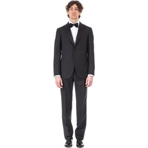 Caruso, Heren, Pakken, Zwart, Maat: M Satijn,