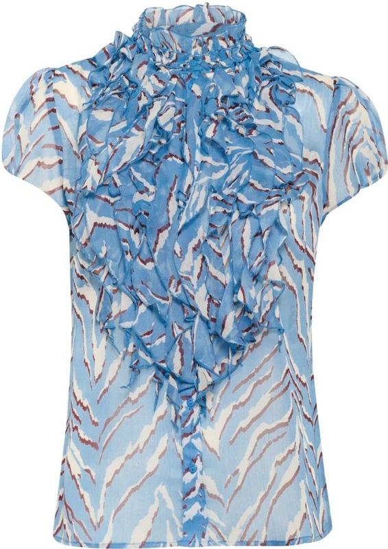 Allure - Nature Strokes - Blouse - Korte Mouwen - Staande Kraag - Regular Fit