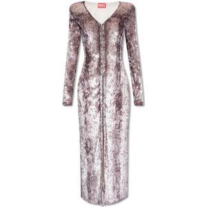 Diesel, Dames, Jurken, Grijs, Maat: XS Velours,