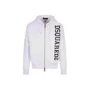 Dsquared2 Witte Zip Hoodie Sweater , White , Heren , Maat: XS