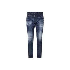 Dsquared2 Donkerblauwe Klassieke Vijf Zakken Jeans , Blue , Heren , Maat: XL