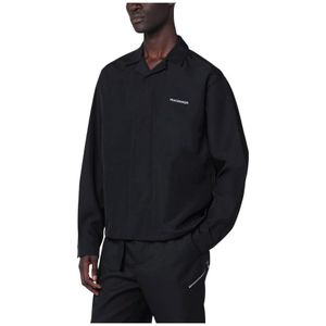 Oamc, Heren, Overhemden, Zwart, Maat: S Poliester,