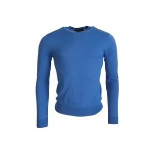 Dsquared2 Blauwe Wol Crewneck Pullover Sweater , Blue , Heren , Maat: S