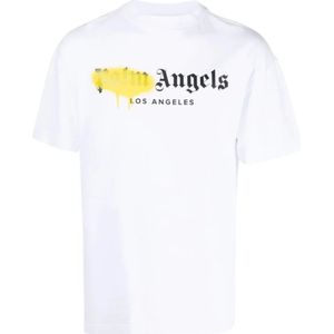 Palm Angels, Heren, Tops, Wit, Maat: S Katoen,