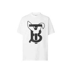 Burberry Konijn Logo T-shirt , White , Heren , Maat: XL
