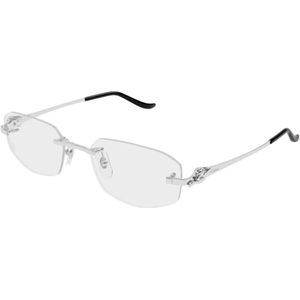 Cartier - Geometrisch Montuur - Grijs - Unisex - 55 mm Lensbreedte