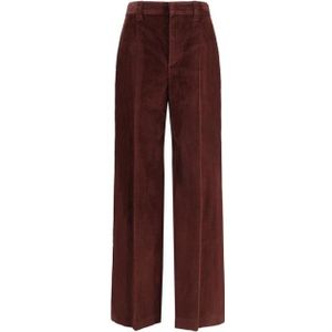Brunello Cucinelli, Dames, Broeken, Rood, Maat: S Velours,
