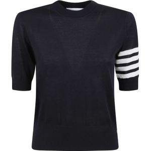 Thom Browne, Dames, Truien, Blauw, Maat: 2XS Wol,