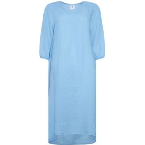 Tiffany, Dames, Jurken, Blauw, Maat: M/L Linnen,