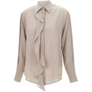 Victoria Beckham, Dames, Blouses & Shirts, Beige, Maat: M Zijde,