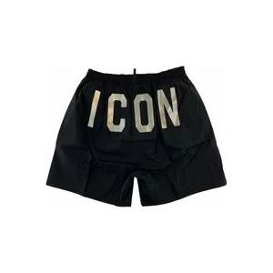 Dsquared2 Boxer Icon Shorts - Navy Blue Sportstijl , Black , Heren , Maat: XL