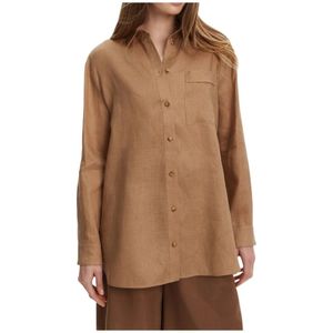 Max Mara, Dames, Blouses & Shirts, Bruin, Maat: S Linnen,