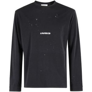 A Paper Kid, Heren, Tops, Zwart, Maat: M Jersey,
