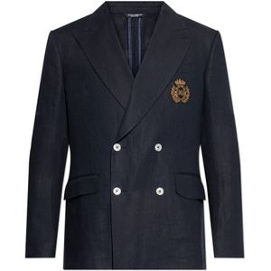 Dolce & Gabbana, Heren, Jassen, Blauw, Maat: L Linnen,