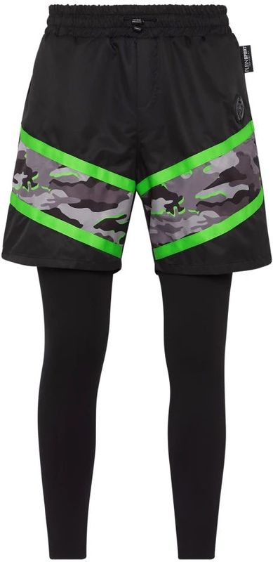 Plein Sport - Sport Leggings - Zwart - 2-in-1 Ontwerp - Katoen en Nylon