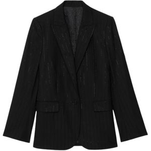 Zadig & Voltaire, Dames, Jassen, Zwart, Maat: 2XS Leer,