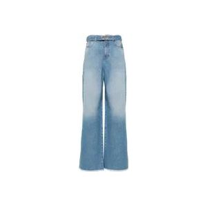 Twinset Denim Wide Leg Jeans met Frayed Detailing , Blue , Dames , Maat: W27