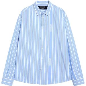 Jacquemus, Heren, Overhemden, Blauw, Maat: M Leer,
