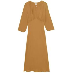 Ines de la Fressange Paris, Dames, Jurken, Bruin, Maat: 2XS Leer,