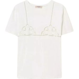 Twinset, Dames, Tops, Wit, Maat: 2XS Katoen,