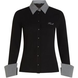 Karl Lagerfeld, Dames, Blouses & Shirts, Zwart, Maat: S