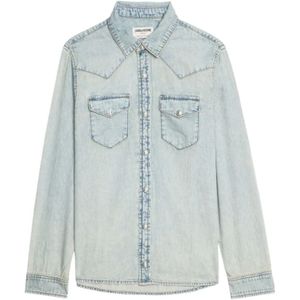 Zadig & Voltaire, Dames, Blouses & Shirts, Blauw, Maat: L Katoen,
