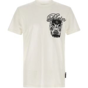 Philipp Plein, Heren, Tops, Wit, Maat: L Katoen,