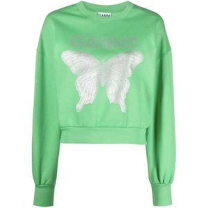 Ganni, Dames, Sweatshirts & Hoodies, Groen, Maat: XS Katoen,