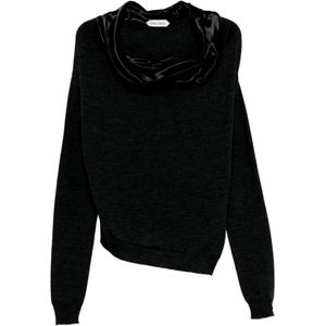 Alberta Ferretti, Dames, Truien, Zwart, Maat: L Wol,