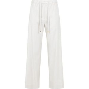 Max Mara, Dames, Broeken, Wit, Maat: M Linnen,