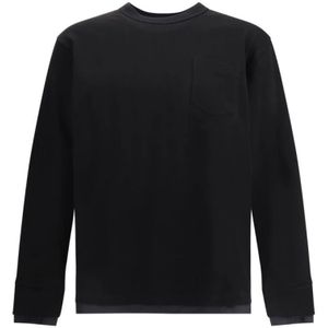 Sacai, Heren, Sweatshirts & Hoodies, Zwart, Maat: S Katoen,