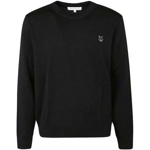 Maison Kitsuné, Heren, Truien, Zwart, Maat: 2XL Wol,