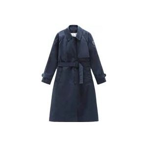 Woolrich Klassieke Blauwe Trenchcoat , Blue , Dames , Maat: 2XS