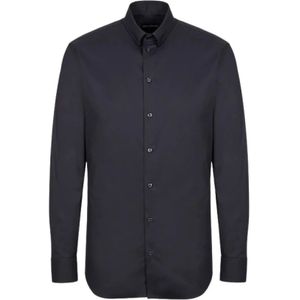 Emporio Armani, Heren, Overhemden, Zwart, Maat: L Katoen,
