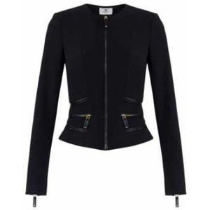 Elisabetta Franchi, Dames, Jassen, Zwart, Maat: 2XL Leer,