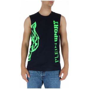 Plein Sport, Heren, Tops, Blauw, Maat: S Katoen,