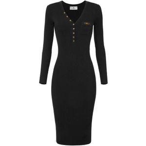 Elisabetta Franchi, Dames, Jurken, Zwart, Maat: XS Zijde,