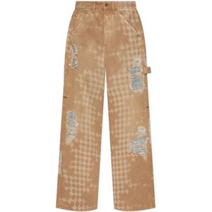 Amiri, Heren, Broeken, Beige, Maat: W32 Katoen,