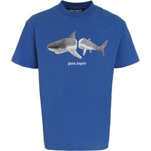 Palm Angels, Heren, Tops, Blauw, Maat: XS Katoen,