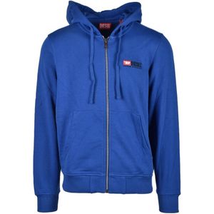 Diesel, Heren, Sweatshirts & Hoodies, Blauw, Maat: L Katoen,