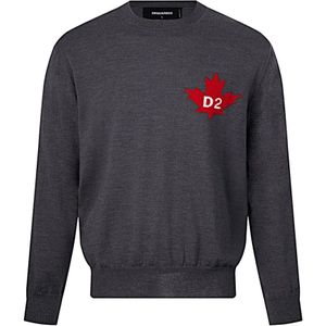 Dsquared 2 - Hoodie - Donkergrijs - 100% Wol - Geborduurd Logo