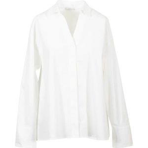 Peserico, Dames, Blouses & Shirts, Wit, Maat: M Katoen,
