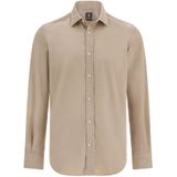 Boggi Milano, Heren, Overhemden, Beige, Maat: S Velours,