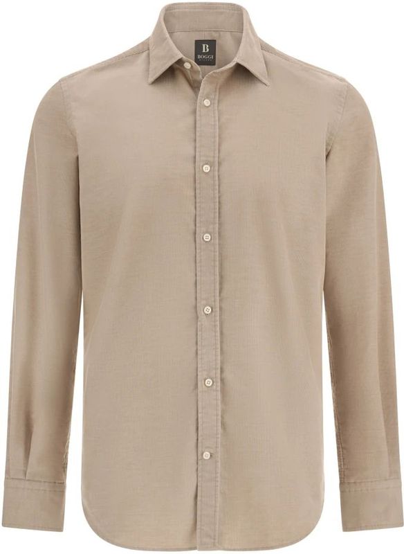 Boggi Milano, Heren, Overhemden, Beige, Maat: S Velours,