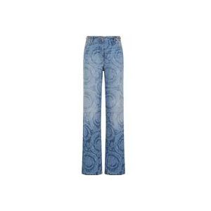 Versace Blauwe Barok Wide Leg Jeans , Blue , Dames , Maat: W25